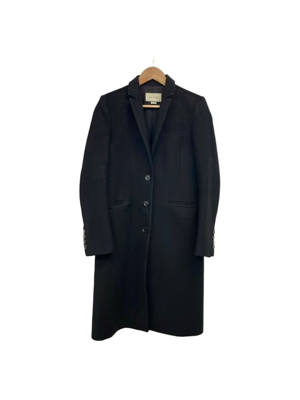 Gucci Coat L Black Long Sleeve Shoulder Pads Fall Winter 44
